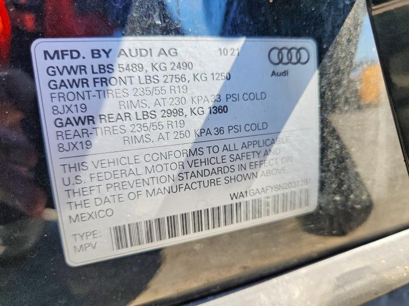 Продажа на аукционе авто 2022 Audi Q5, vin: WA1GAAFY8N2031291, номер лота: 68413716