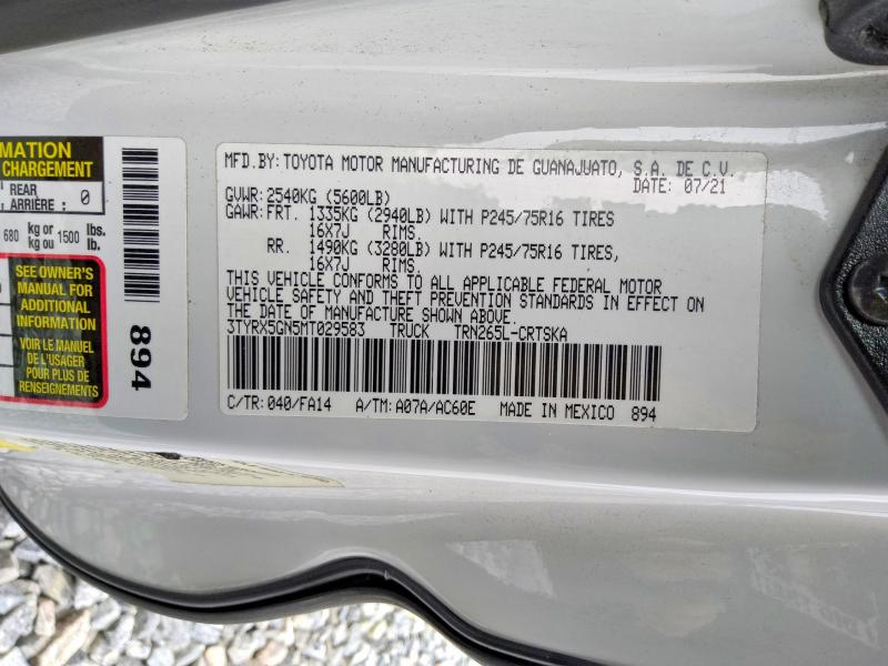 Aukcja sprzedaży 2021 Toyota Tacoma, vin: 3TYRX5GN5MT029583, numer aukcji: 70267596