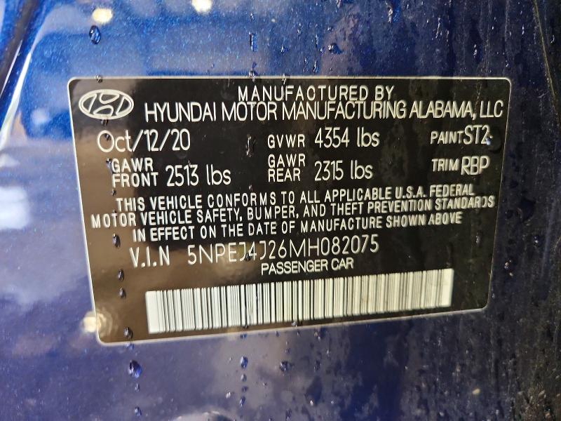 69294156 :رقم المزاد ، 5NPEJ4J26MH082075 vin ، 2021 Hyundai Sonata مزاد بيع