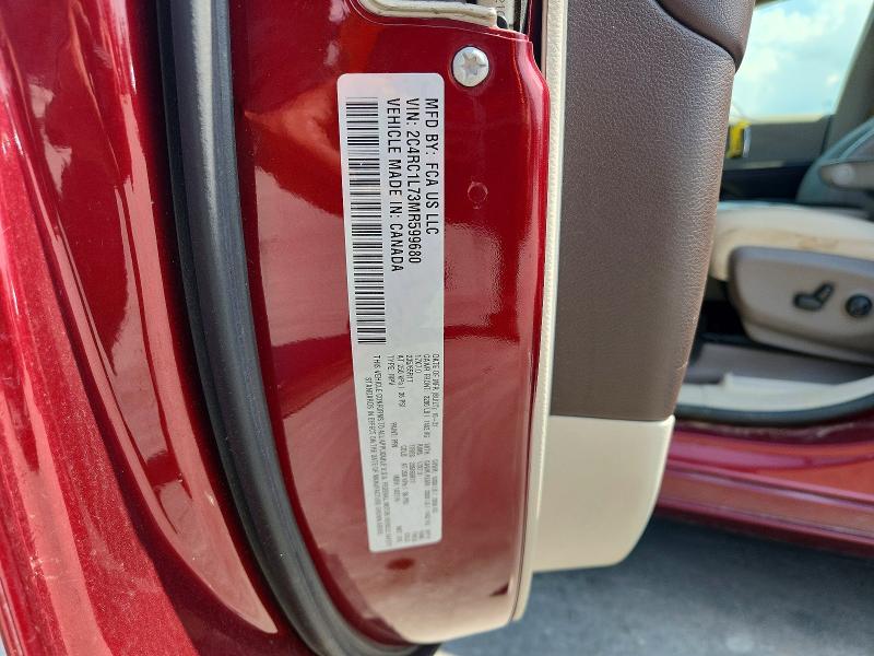 68063746 :رقم المزاد ، 2C4RC1L73MR599680 vin ، 2021 Chrysler Pacifica مزاد بيع