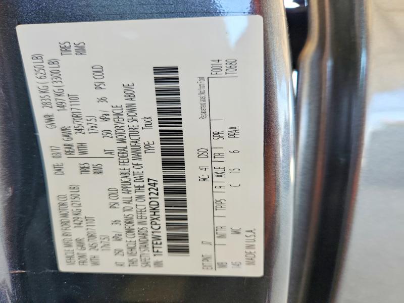 2017 Ford F150 მანქანა იყიდება აუქციონზე, vin: 1FTEW1CPXHKD12247, აუქციონის ნომერი: 70129396