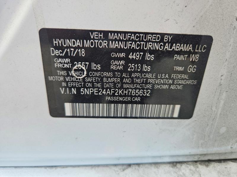 Aukcja sprzedaży 2019 Hyundai Sonata, vin: 5NPE24AF2KH765632, numer aukcji: 69806766