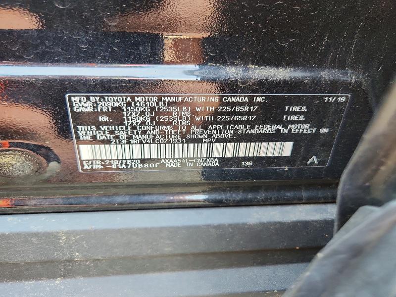 Продаж на аукціоні авто 2020 Toyota Rav4, vin: 2T3F1RFV4LC071931, номер лоту: 69094246