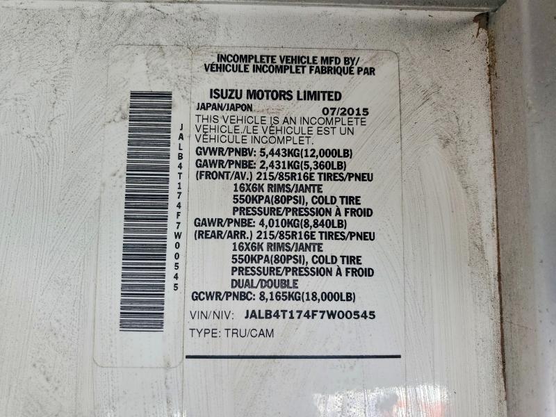 Продажа на аукционе авто 2015 Isuzu Npr, vin: JALB4T174F7W00545, номер лота: 66773216