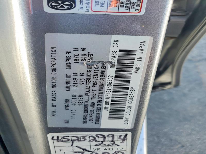 69393126 :رقم المزاد ، JM1BM1U75G1306562 vin ، 2016 Mazda 3 مزاد بيع
