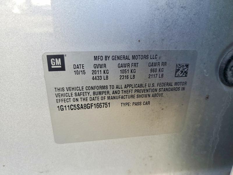 68103266 :رقم المزاد ، 1G11C5SA8GF166751 vin ، 2016 Chevrolet Malibu Limited مزاد بيع