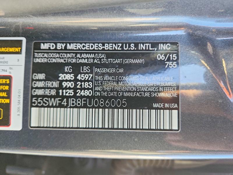 Aukcja sprzedaży 2015 Mercedes-benz C, vin: 55SWF4JB8FU086005, numer aukcji: 71093526