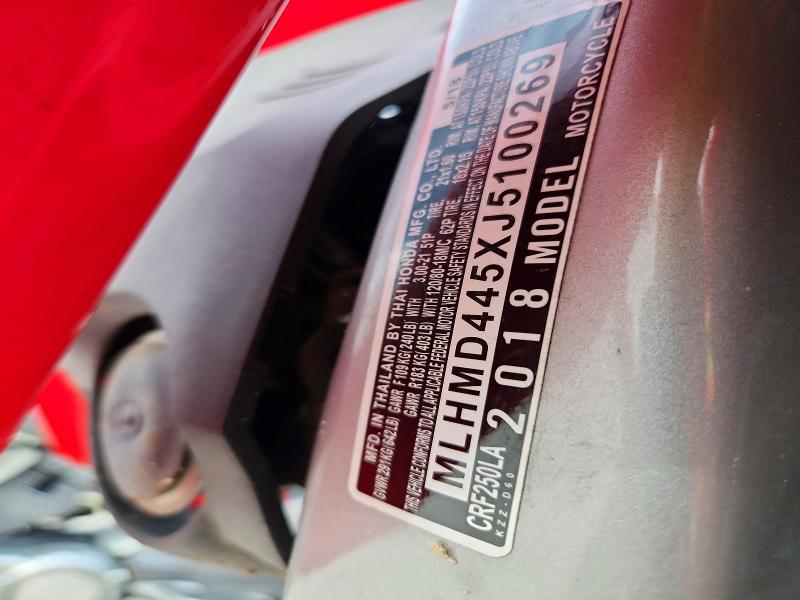 Продажа на аукционе авто 2018 Honda Crf250, vin: MLHMD445XJ5100269, номер лота: 67980416