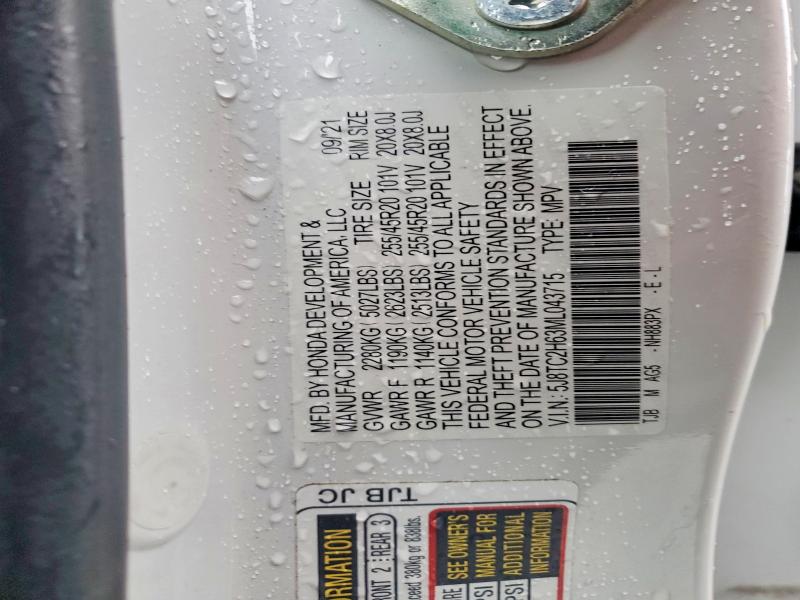 70783356 :رقم المزاد ، 5J8TC2H63ML043715 vin ، 2021 Acura Rdx مزاد بيع