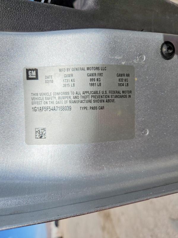 2010 Chevrolet Cobalt მანქანა იყიდება აუქციონზე, vin: 1G1AF5F54A7188039, აუქციონის ნომერი: 66772956