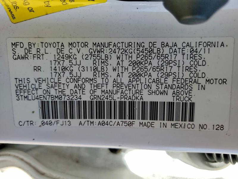 2011 Toyota Tacoma მანქანა იყიდება აუქციონზე, vin: 3TMLU4EN7BM073234, აუქციონის ნომერი: 68353786