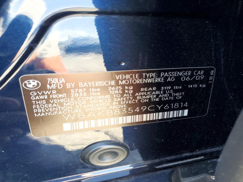 Aukcja sprzedaży 2009 Bmw 750, vin: WBAKB83549CY61814, numer aukcji: 70568336