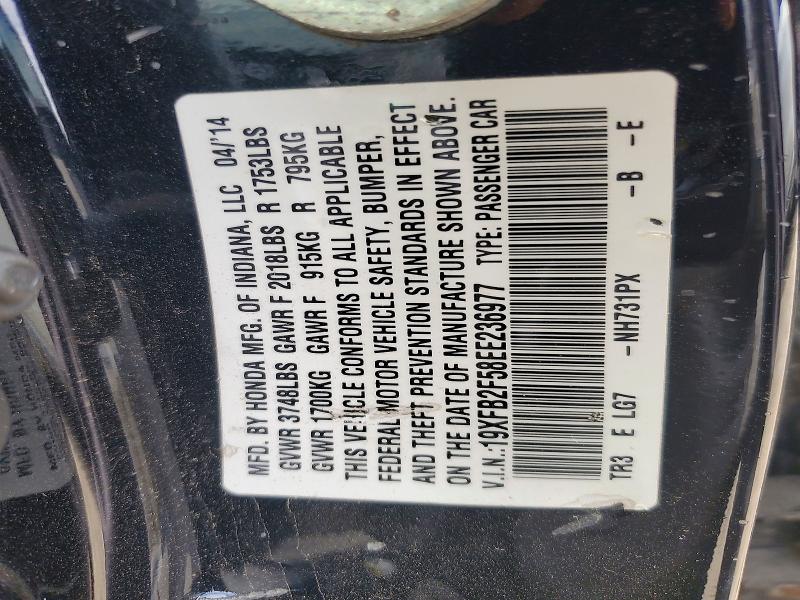 Aukcja sprzedaży 2014 Honda Civic, vin: 19XFB2F58EE236977, numer aukcji: 68505746