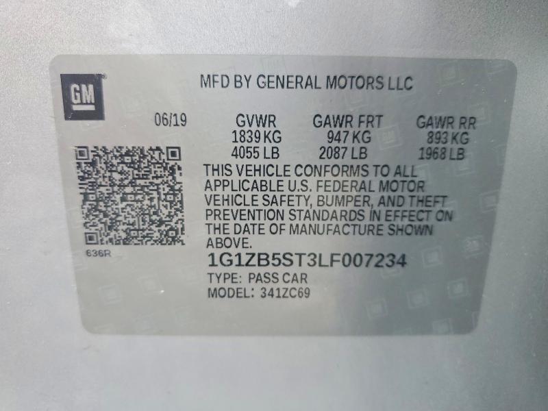 69729516 :رقم المزاد ، 1G1ZB5ST3LF007234 vin ، 2020 Chevrolet Malibu مزاد بيع