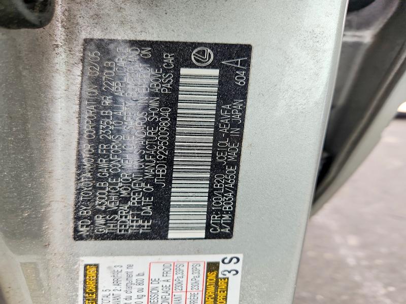 Aukcja sprzedaży 2005 Lexus Is 300, vin: JTHBD192950098040, numer aukcji: 70020946