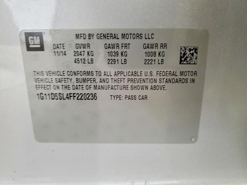68061686 :رقم المزاد ، 1G11D5SL4FF220236 vin ، 2015 Chevrolet Malibu مزاد بيع
