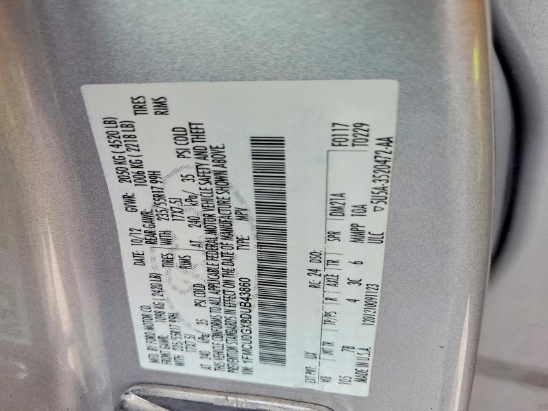69436046 :رقم المزاد ، 1FMCU0GX8DUB43860 vin ، 2013 Ford Escape مزاد بيع