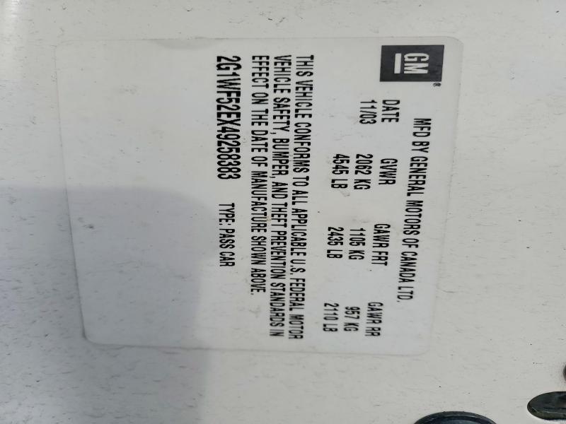 Aukcja sprzedaży 2004 Chevrolet Impala, vin: 2G1WF52EX49258383, numer aukcji: 68779456