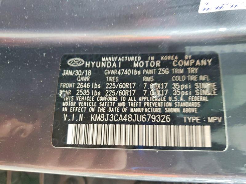 2018 Hyundai Tucson მანქანა იყიდება აუქციონზე, vin: KM8J3CA48JU679326, აუქციონის ნომერი: 70423666