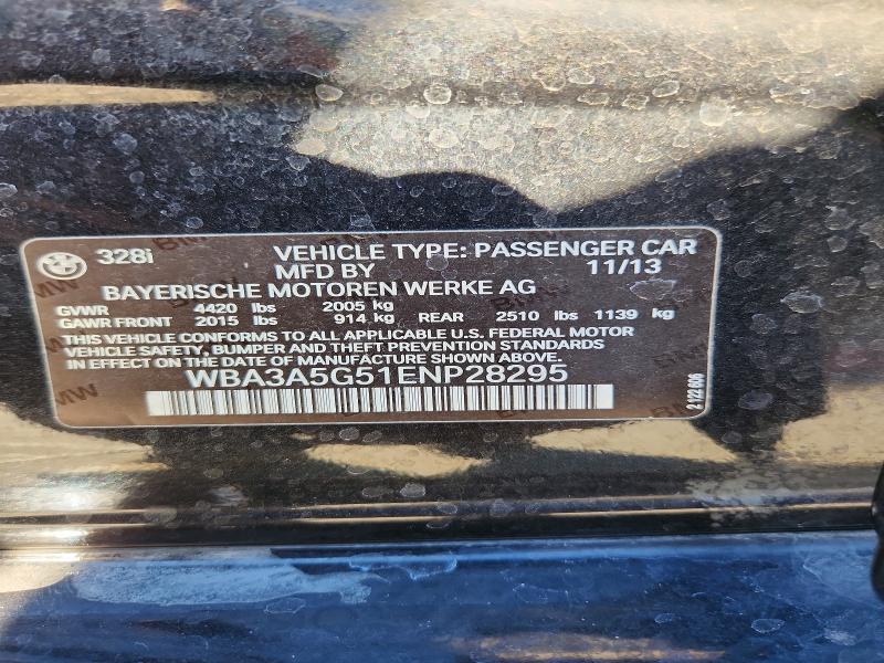 2014 Bmw 328 მანქანა იყიდება აუქციონზე, vin: WBA3A5G51ENP28295, აუქციონის ნომერი: 70259006