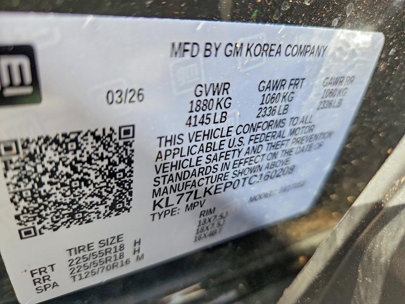 67751256 :رقم المزاد ، KL77LKEP0TC160208 vin ، 2026 Chevrolet Trax مزاد بيع