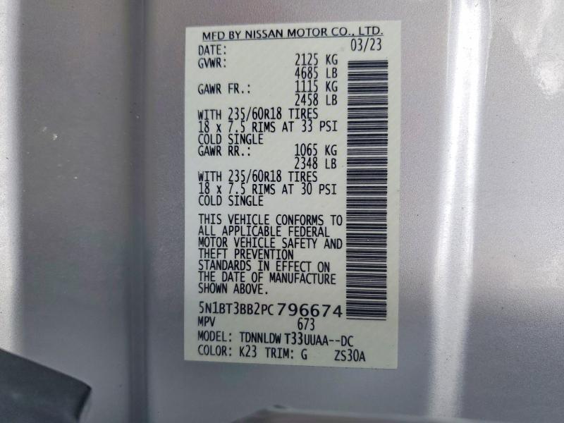 Продаж на аукціоні авто 2023 Nissan Rogue, vin: 5N1BT3BB2PC796674, номер лоту: 70751306