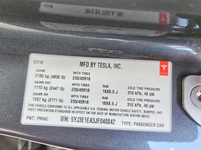 Aukcja sprzedaży 2018 Tesla Model 3, vin: 5YJ3E1EA3JF040842, numer aukcji: 67190746