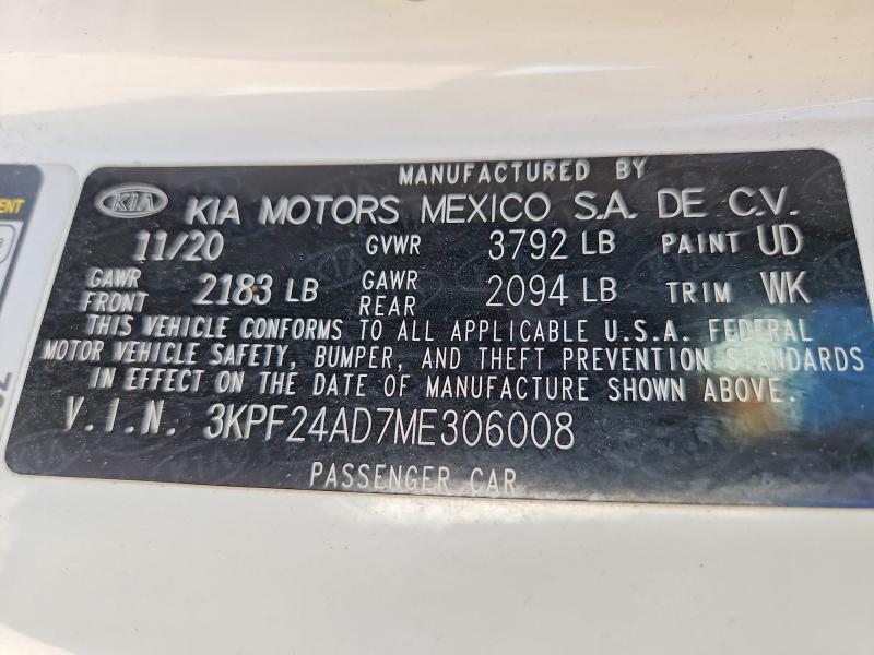 Aukcja sprzedaży 2021 Kia Forte, vin: 3KPF24AD7ME306008, numer aukcji: 69535186