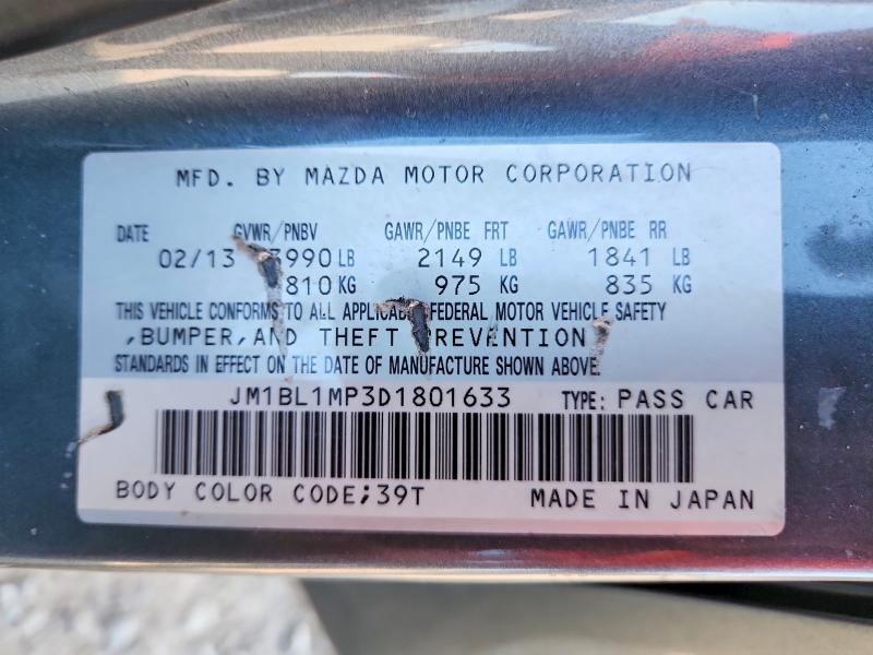 2013 Mazda 3 მანქანა იყიდება აუქციონზე, vin: JM1BL1MP3D1801633, აუქციონის ნომერი: 68446476