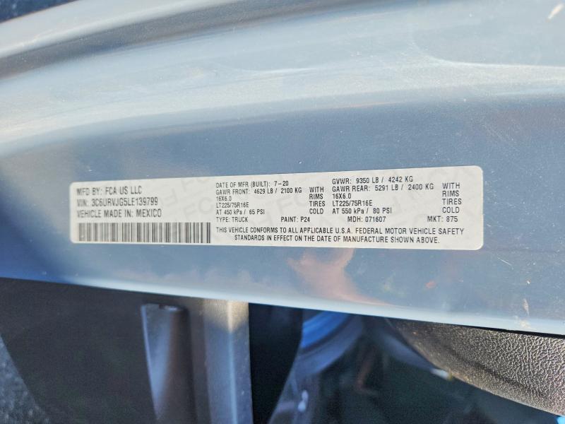Продажа на аукционе авто 2020 Ram Promaster 3500, vin: 3C6URVJG5LE139799, номер лота: 67791986