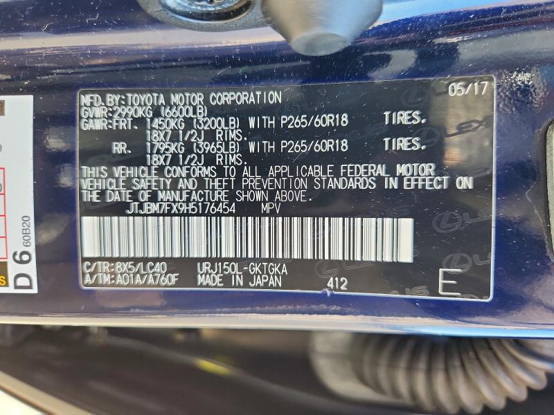 2017 Lexus Gx მანქანა იყიდება აუქციონზე, vin: JTJBM7FX9H5176454, აუქციონის ნომერი: 67713356