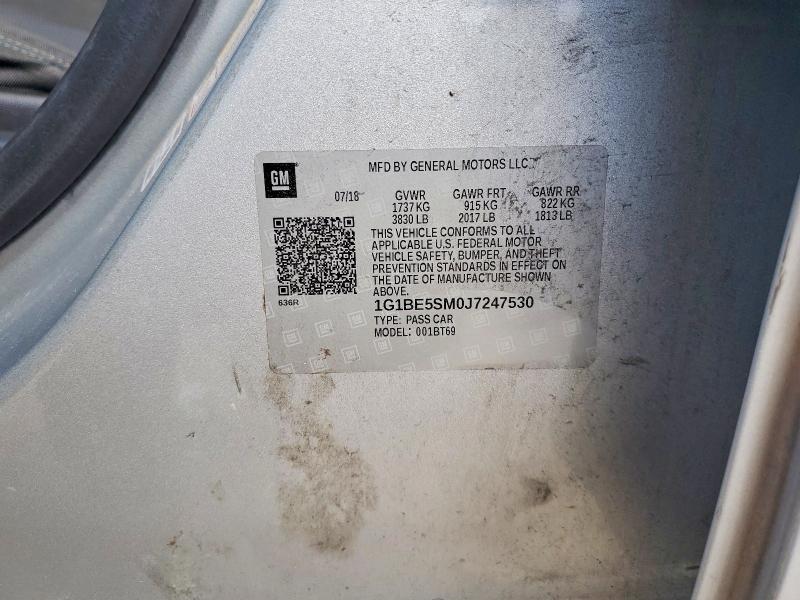 Aukcja sprzedaży 2018 Chevrolet Cruze, vin: 1G1BE5SM0J7247530, numer aukcji: 70869226