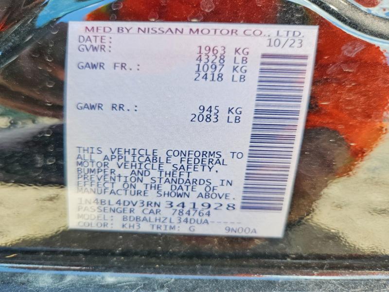 Aukcja sprzedaży 2024 Nissan Altima, vin: 1N4BL4DV3RN341928, numer aukcji: 68829356
