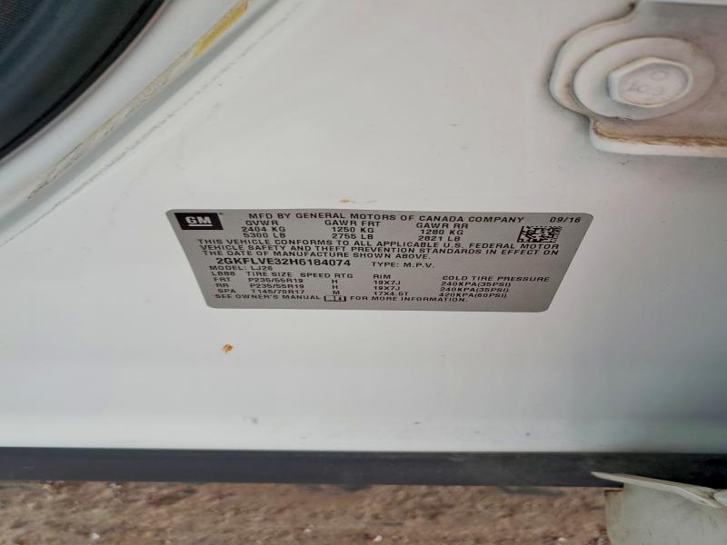 Aukcja sprzedaży 2017 Gmc Terrain, vin: 2GKFLVE32H6184074, numer aukcji: 67153276