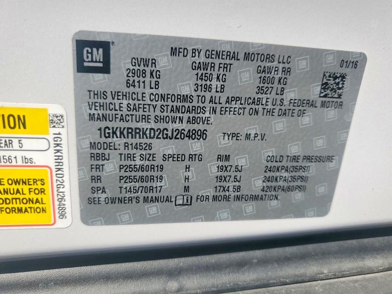 Продаж на аукціоні авто 2016 Gmc Acadia, vin: 1GKKRRKD2GJ264896, номер лоту: 70699666