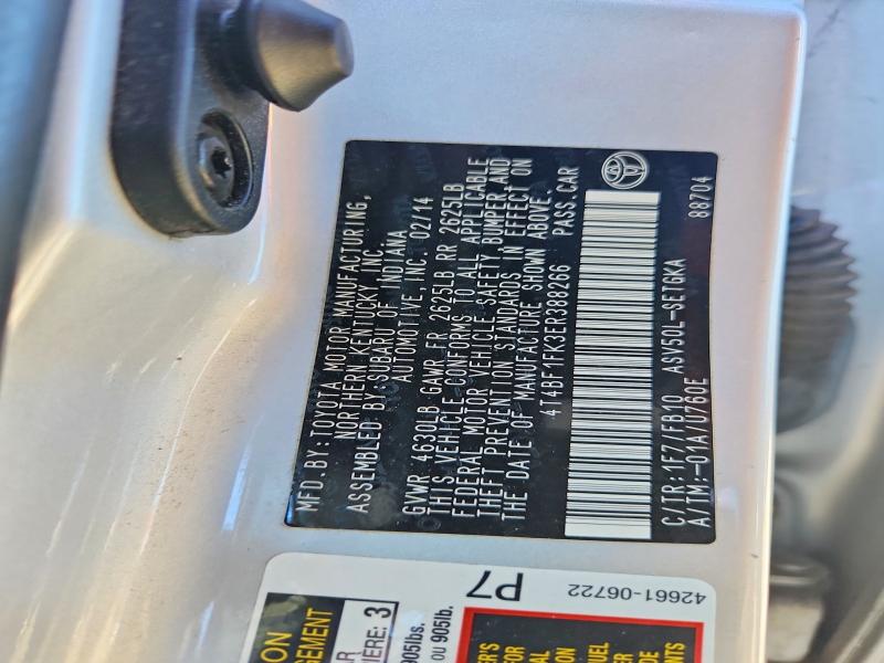 2014 Toyota Camry მანქანა იყიდება აუქციონზე, vin: 4T4BF1FK3ER388266, აუქციონის ნომერი: 68754136