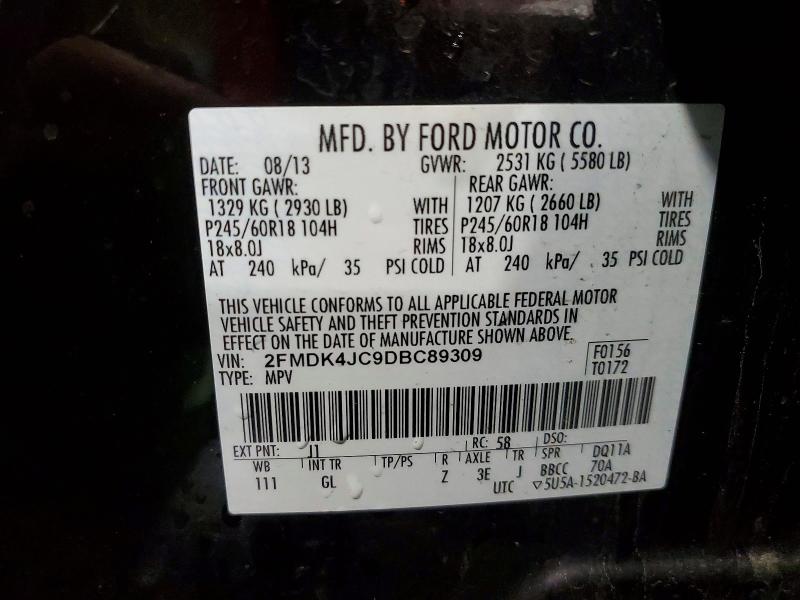 Продажа на аукционе авто 2013 Ford Edge, vin: 2FMDK4JC9DBC89309, номер лота: 70895076