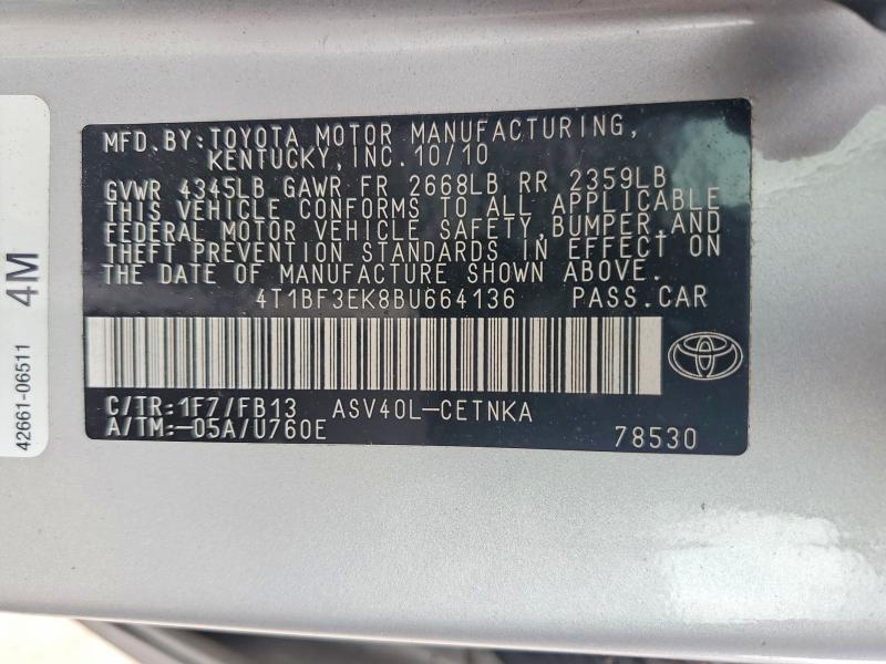Продаж на аукціоні авто 2011 Toyota Camry, vin: 4T1BF3EK8BU664136, номер лоту: 67912506
