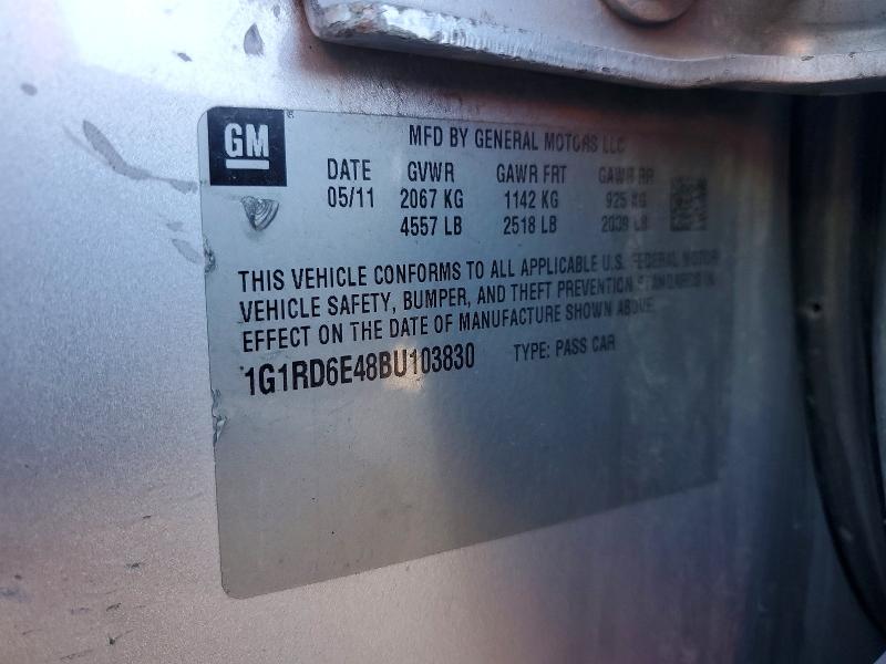 70928326 :رقم المزاد ، 1G1RD6E48BU103830 vin ، 2011 Chevrolet Volt مزاد بيع