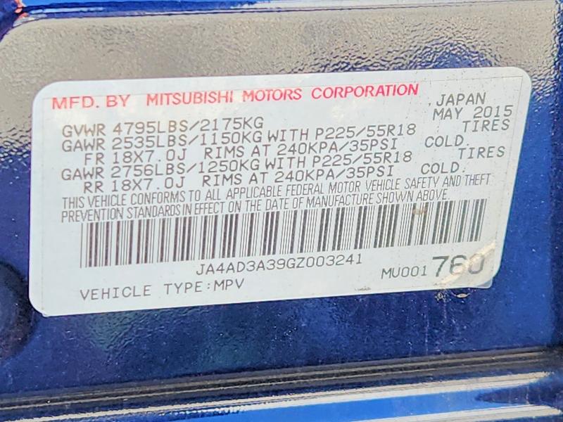 69440406 :رقم المزاد ، JA4AD3A39GZ003241 vin ، 2016 Mitsubishi Outlander مزاد بيع