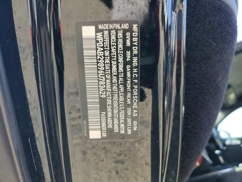 67566826 :رقم المزاد ، WP0AB29896U783629 vin ، 2006 Porsche Cayman مزاد بيع