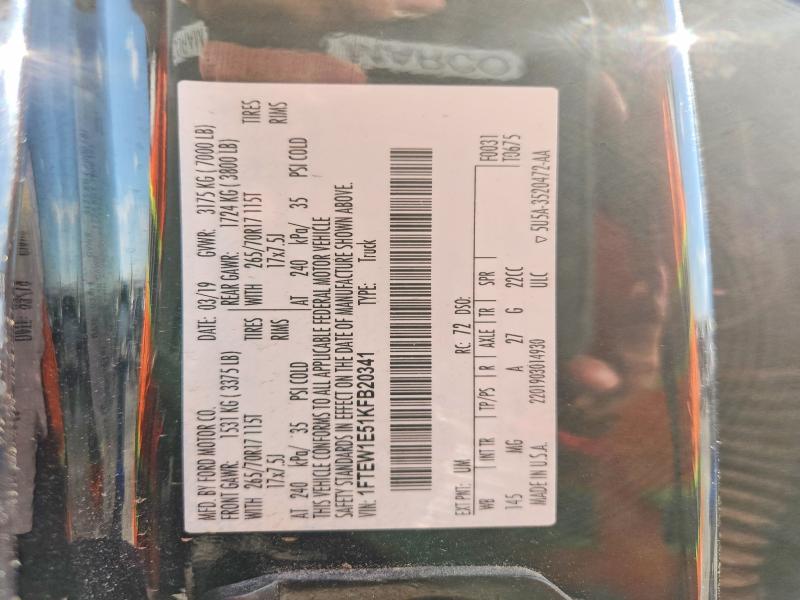 Aukcja sprzedaży 2019 Ford F150, vin: 1FTEW1E51KFB20341, numer aukcji: 68954526