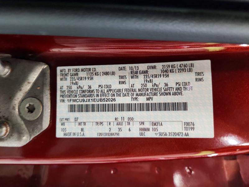 2014 Ford Escape მანქანა იყიდება აუქციონზე, vin: 1FMCU9JX1EUB52026, აუქციონის ნომერი: 71036876