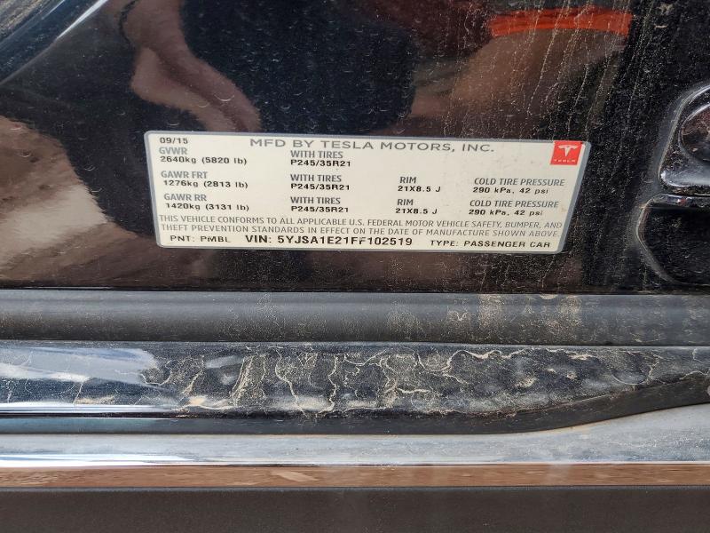 Продаж на аукціоні авто 2015 Tesla Model S, vin: 5YJSA1E21FF102519, номер лоту: 69757856