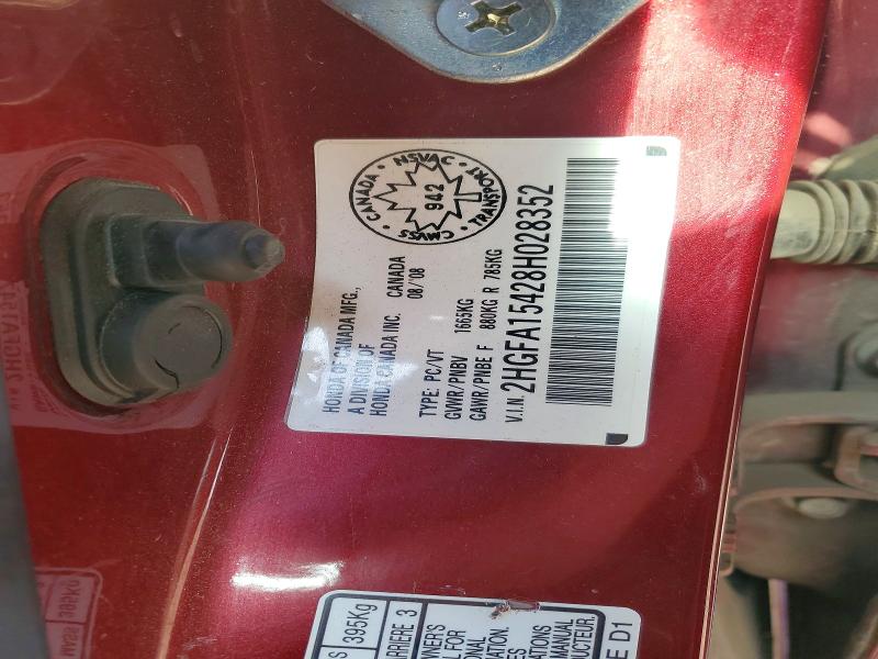 Aukcja sprzedaży 2008 Honda Civic, vin: 2HGFA15428H028352, numer aukcji: 68582886