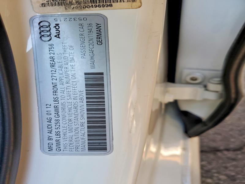Aukcja sprzedaży 2012 Audi A6, vin: WAUHGAFC2CN119436, numer aukcji: 68772716