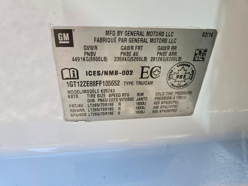 2015 Gmc Sierra მანქანა იყიდება აუქციონზე, vin: 1GT12ZE88FF105652, აუქციონის ნომერი: 70782836