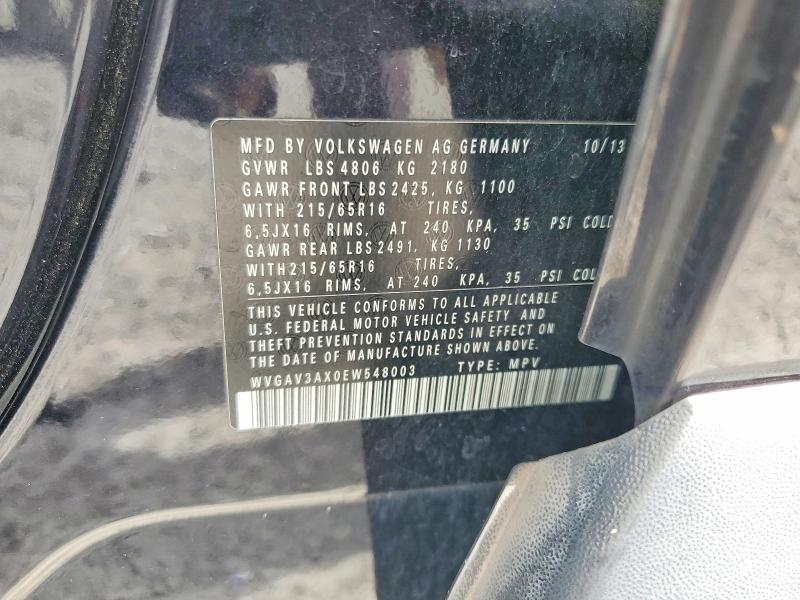 Продаж на аукціоні авто 2014 Volkswagen Tiguan, vin: WVGAV3AX0EW548003, номер лоту: 68758046