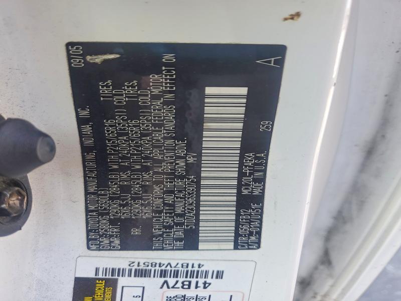 69016656 :رقم المزاد ، 5TDZA23C96S390754 vin ، 2006 Toyota Sienna مزاد بيع