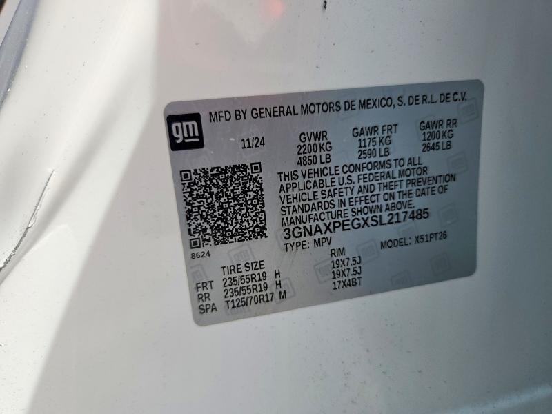 Aukcja sprzedaży 2025 Chevrolet Equinox, vin: 3GNAXPEGXSL217485, numer aukcji: 68042566